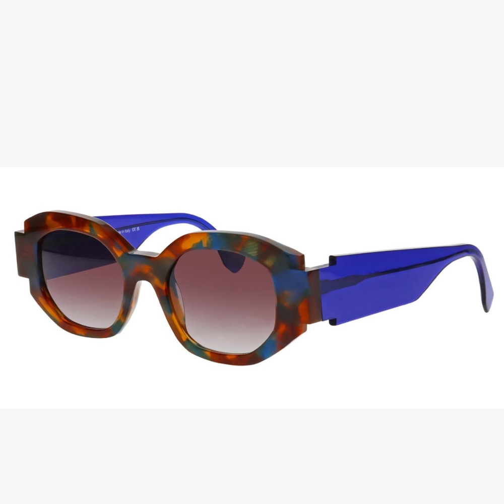Round Tortoiseshell & Blue Fashion Sunglasses - Women Accessories